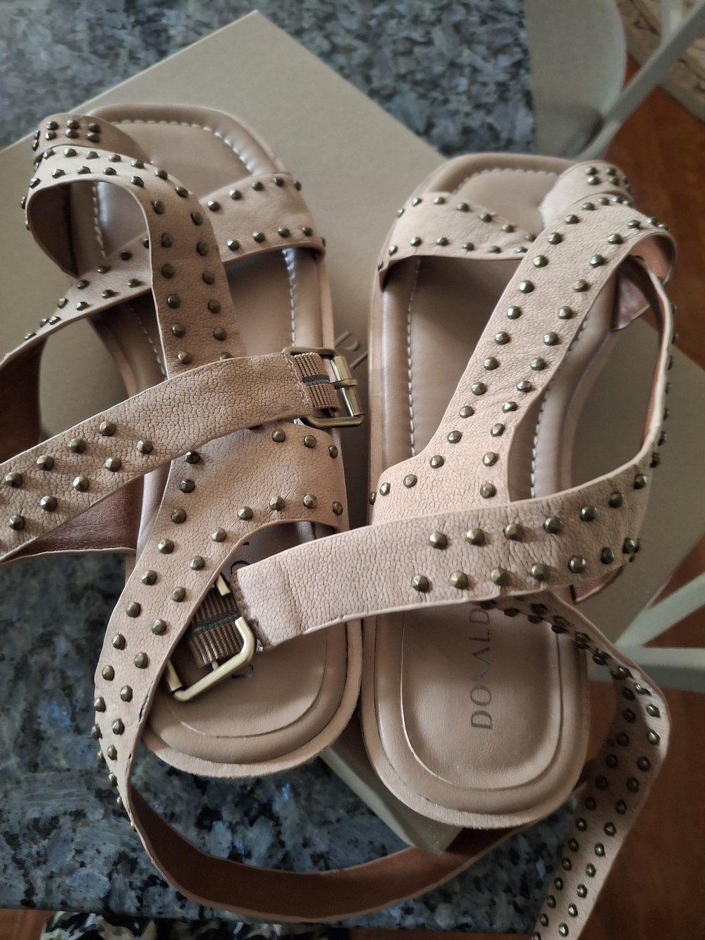 Donald J. Pliner Studded Strappy Sandals in Blush - NEW. Never Worn